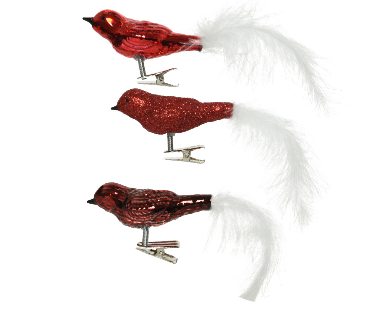 Set 3 globuri asortate Bird Red, Decoris, sticla, rosu - imagine 5
